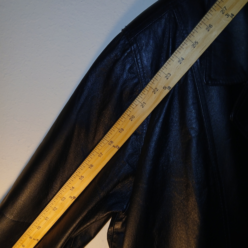 Veranesi Women's Genuine Leather Black Trench Jacket Size 24W  3XL - Picture 6 of 8